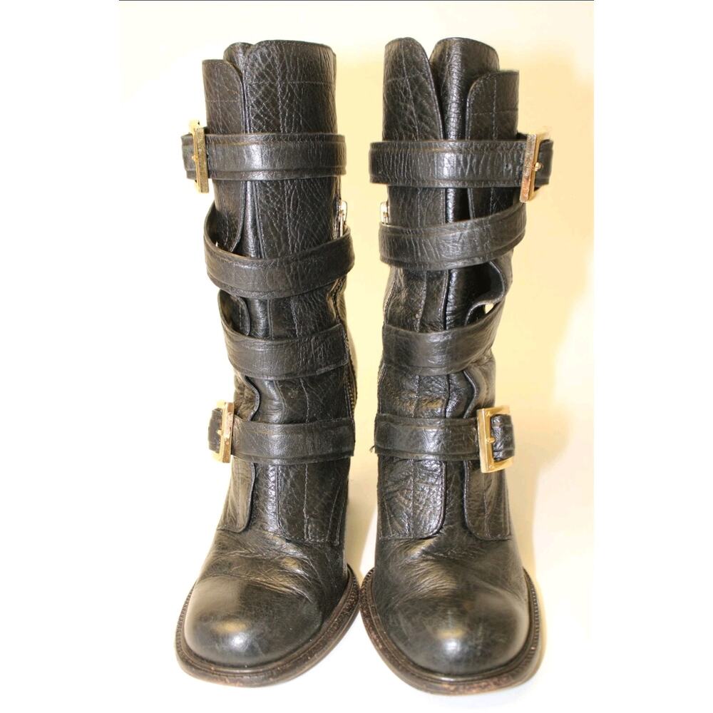 Tory Burch Jaden Buckle Womens US Size 9.5 M Black Leather Biker Harness Boots - Picture 6 of 15